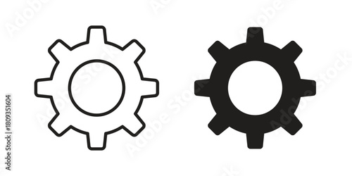 Cogwheel icon symbol in filled and line style. Vector icon collection