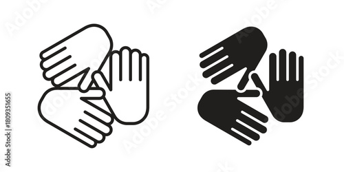 Collaboration icon symbol in filled and line style. Vector icon collection