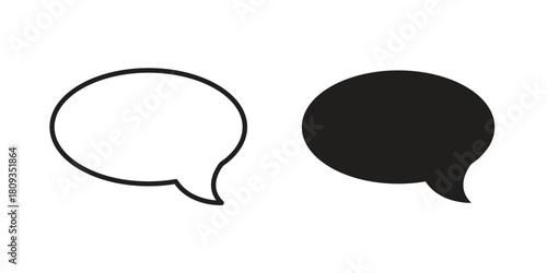 Comments icon symbol in filled and line style. Vector icon collection