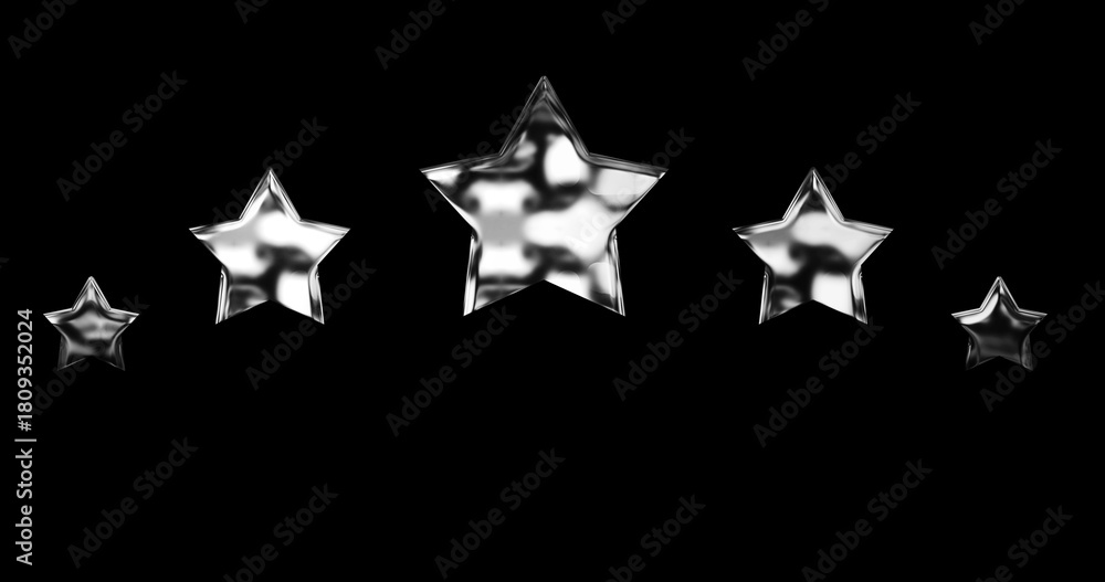 Obraz premium Gold 5 Star rating animated shapes on plain bg. Rating five stars, review concept animation. Gold Star award special Success and performance evaluation. Customer service feedback luxury bg.