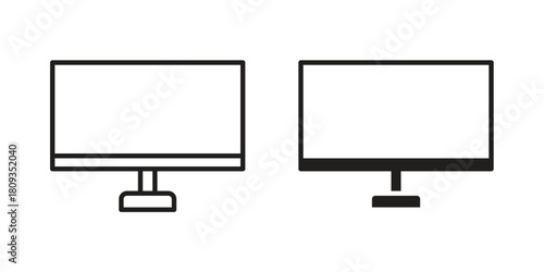 Computer icon symbol in filled and line style. Vector icon collection