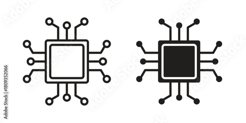Computer science icon symbol in filled and line style. Vector icon collection