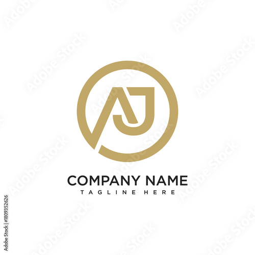 Initial letter AJ logo with circle design template