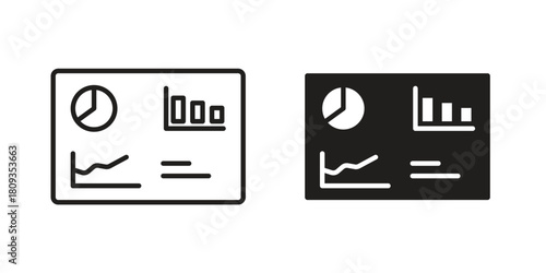Dashboard icon symbol in filled and line style. Vector icon collection