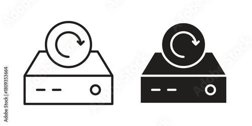 Data backup icon symbol in filled and line style. Vector icon collection