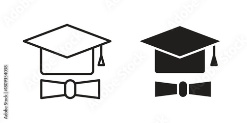 Degree icon symbol in filled and line style. Vector icon collection