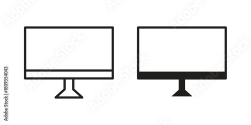 Desktop icon symbol in filled and line style. Vector icon collection