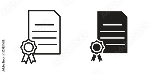 Diploma icon symbol in filled and line style. Vector icon collection