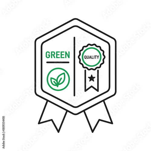 Green quality badge isolated on for eco friendly products