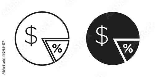 Dividend icon symbol in filled and line style. Vector icon collection