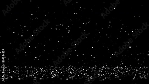 Overlay looping snow animation, falling snow settling on the floor with slight camera movement, Christmas winter overlay