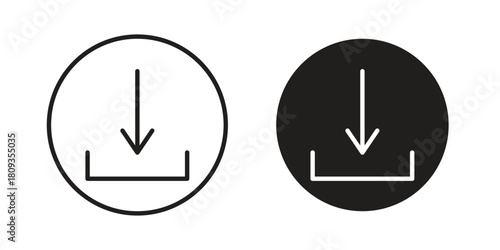 Download icon symbol in filled and line style. Vector icon collection