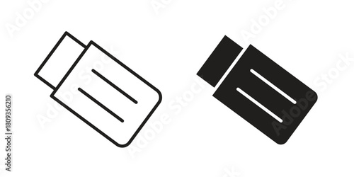 Eraser icon symbol in filled and line style. Vector icon collection