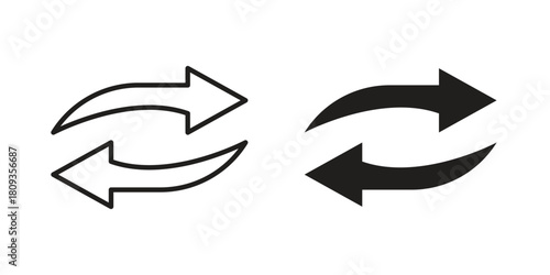 Exchange icon symbol in filled and line style. Vector icon collection