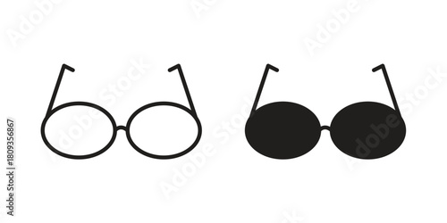 Eye glasses icon symbol in filled and line style. Vector icon collection