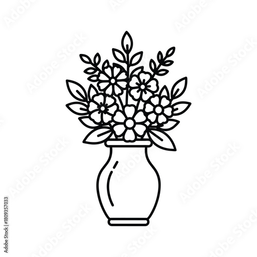 Illustration of a flower vase isolated on, a decorative element for home decor