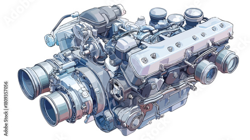 Detailed Vector Illustration of Car Engine without Engine Parts