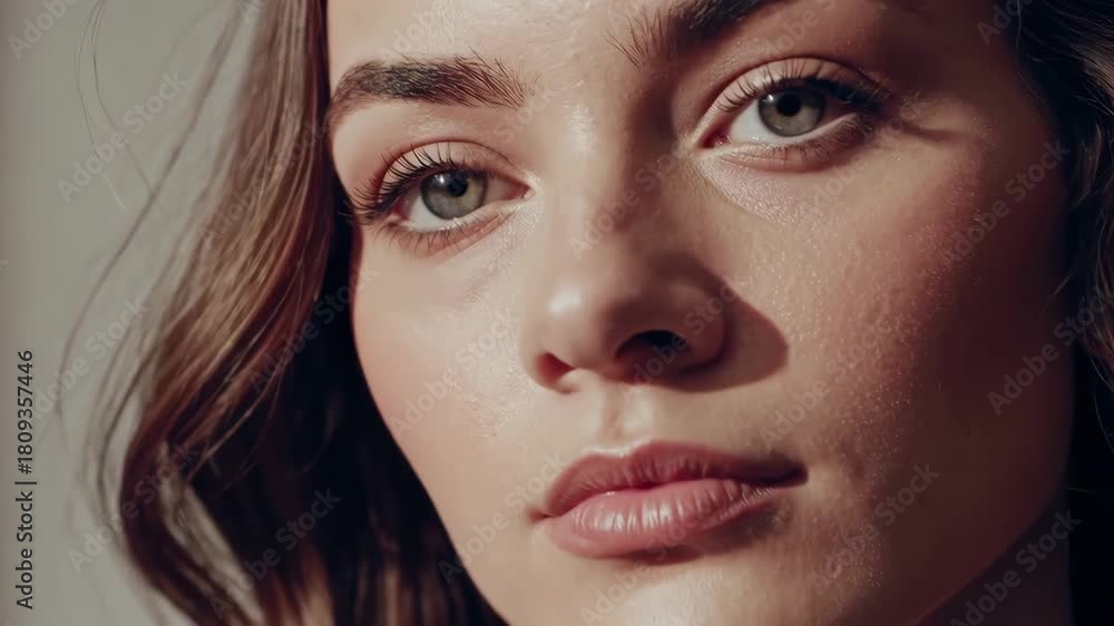 custom made wallpaper toronto digitalClose-up portrait of young woman with expressive eyes and soft hair.