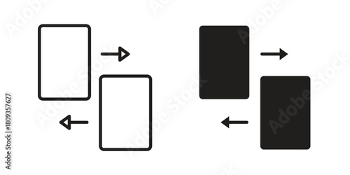 File transfer icon symbol in filled and line style. Vector icon collection