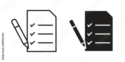 Feedback form icon symbol in filled and line style. Vector icon collection