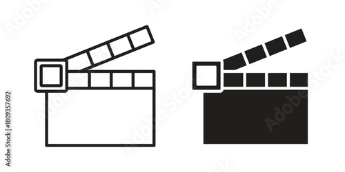 Film clapperboard icon symbol in filled and line style. Vector icon collection