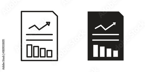 Financial report icon symbol in filled and line style. Vector icon collection