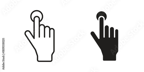 finger tap icon symbol in filled and line style. Vector icon collection