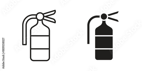 Fire extinguisher icon symbol in filled and line style. Vector icon collection