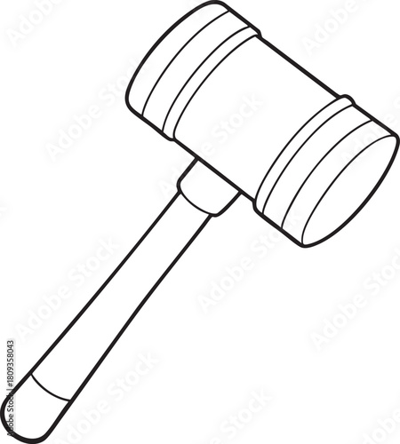 Gavel outline illustration symbolizing justice authority courtroom decisions legal rulings and auction events