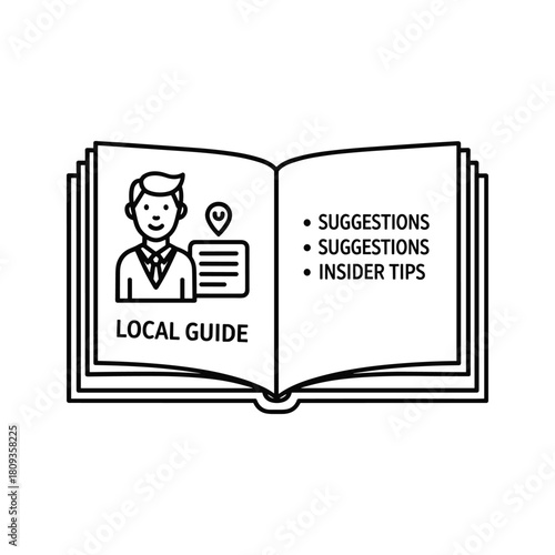 Open local guide book with suggestions and insider tips isolated on