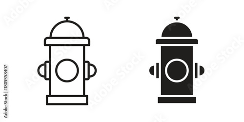 Fire hydrant icon symbol in filled and line style. Vector icon collection