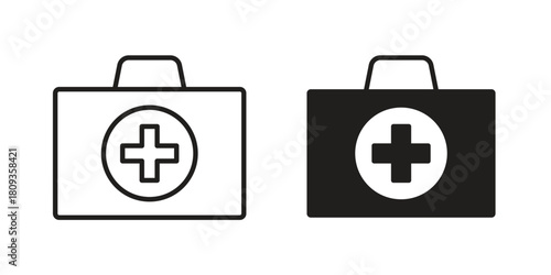 First aid icon symbol in filled and line style. Vector icon collection