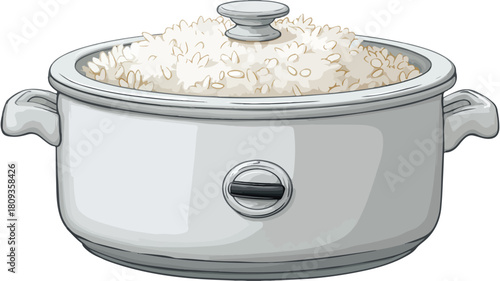 Vector Illustration of a Pot of Rice with Button on Front