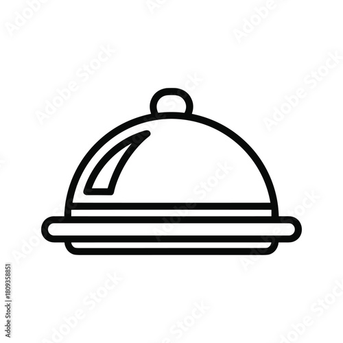 Food cloche icon, serving dish cover, restaurant meal presentation, elegant dining, isolated on