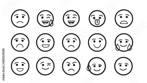Egg faces with different emotions and expressions set