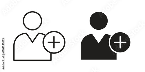 Follower icon symbol in filled and line style. Vector icon collection