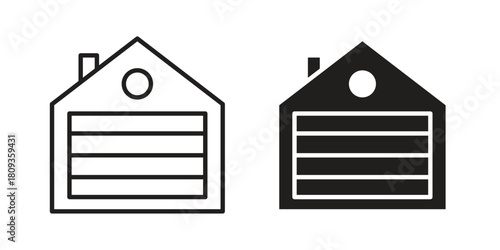 Garage icon symbol in filled and line style. Vector icon collection