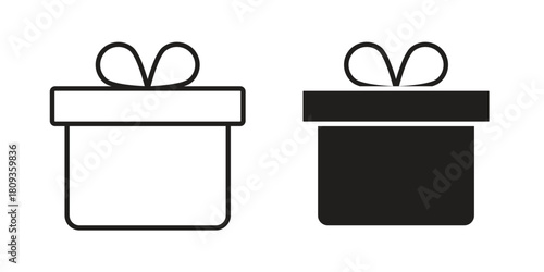 Gift box icon symbol in filled and line style. Vector icon collection