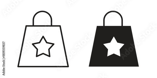 Gift bag icon symbol in filled and line style. Vector icon collection