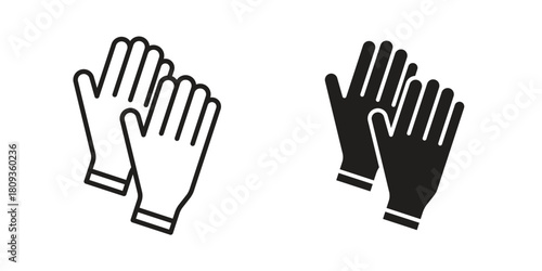 Glove icon symbol in filled and line style. Vector icon collection
