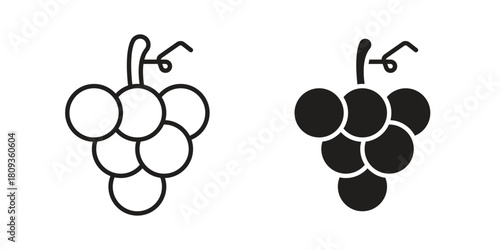 Grapes icon symbol in filled and line style. Vector icon collection