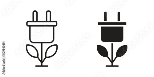 Green energy icon symbol in filled and line style. Vector icon collection