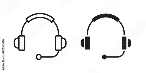 Headphones icon symbol in filled and line style. Vector icon collection