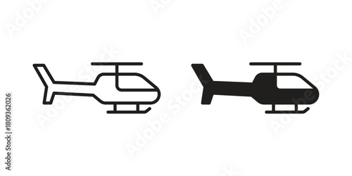 Helicopter icon symbol in filled and line style. Vector icon collection