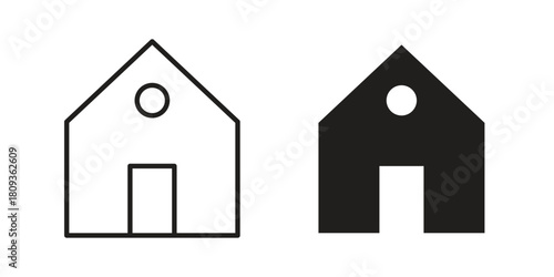 Home icon symbol in filled and line style. Vector icon collection