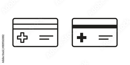 Insurance card icon symbol in filled and line style. Vector icon collection