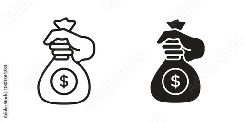 Investment icon symbol in filled and line style. Vector icon collection