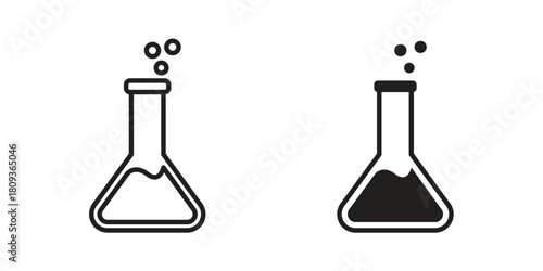 Lab flask icon symbol in filled and line style. Vector icon collection