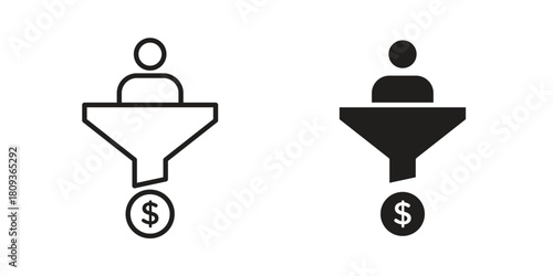 Lead conversion icon symbol in filled and line style. Vector icon collection