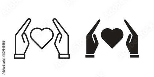 Life insurance icon symbol in filled and line style. Vector icon collection